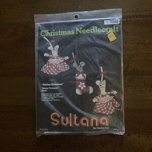 Sultana Christmas Needlecraft Ornament Kit 32115 Holiday Threesome Set of 3 Mice